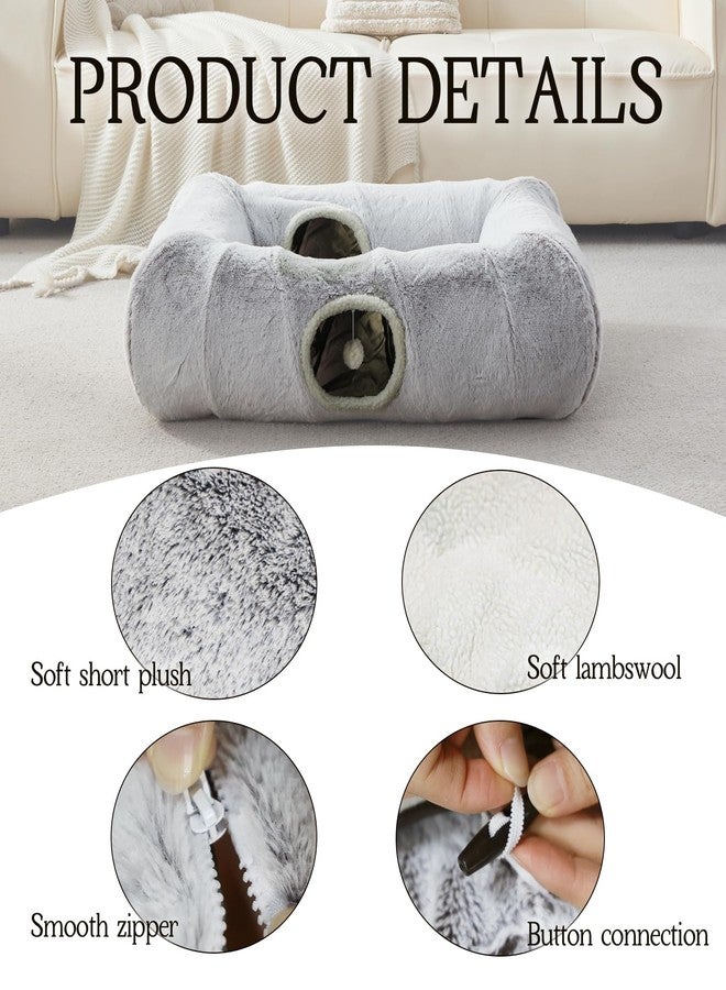 WINDRACING Cat Tunnel Bed for Indoor Cats - Cute Cat Tunnel Toy, Equipped with Washable mats, Square pet Hide and Seek cat cave Toy, Suitable for Kittens/Puppies/Rabbits, (Grey XL:39"X30"X11") - Image 5