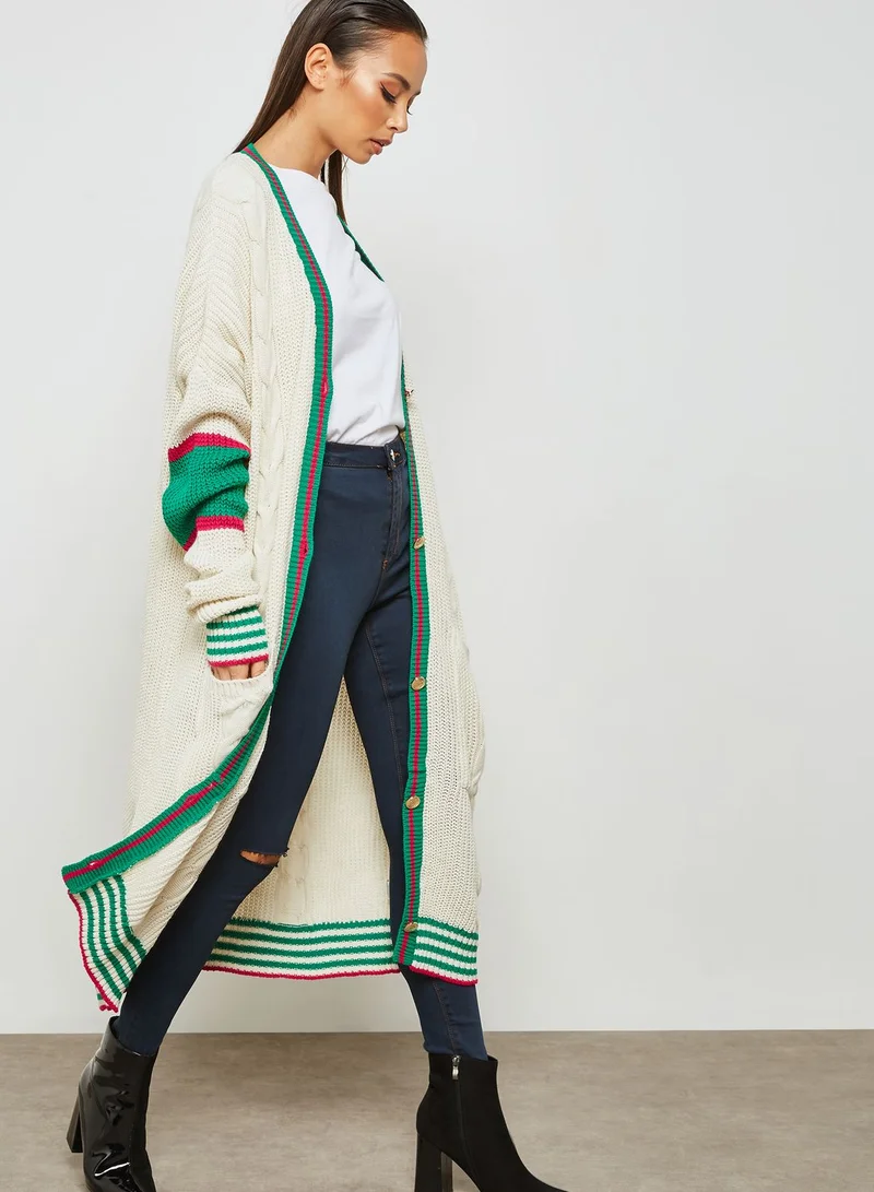 Missguided Contrast Longline Cable Sweater
