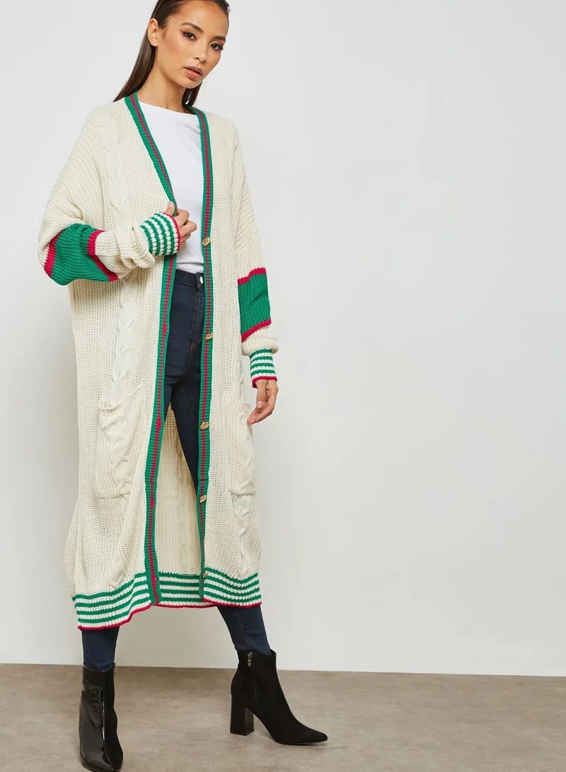 Missguided Contrast Longline Cable Sweater