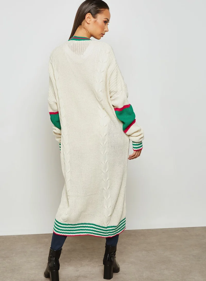 Missguided Contrast Longline Cable Sweater