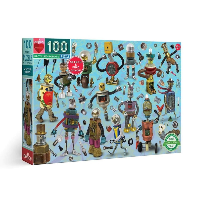 eeBoo Upcycled Robots 100 Piece Puzzle Perfect Project for Little Hands Aids in Development of Pattern Shape and Color Recognition Offers Children a Challenge Perfect for Ages 5 and up - Image 3