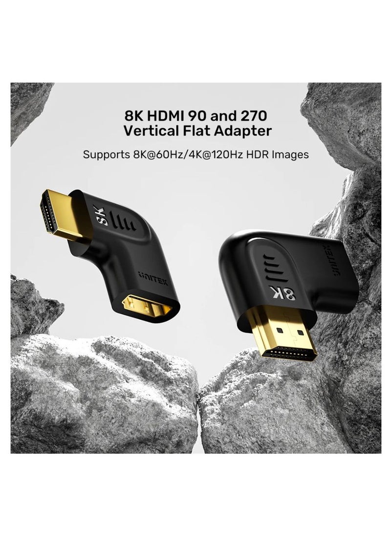 UNITEK UNITEK 8K HDMI High-Speed Vertical Flat Adapter with 90 and 270 Degree Rotatable Angles for Enhanced Cable Management and Optimal Signal Transmission  - Image 3