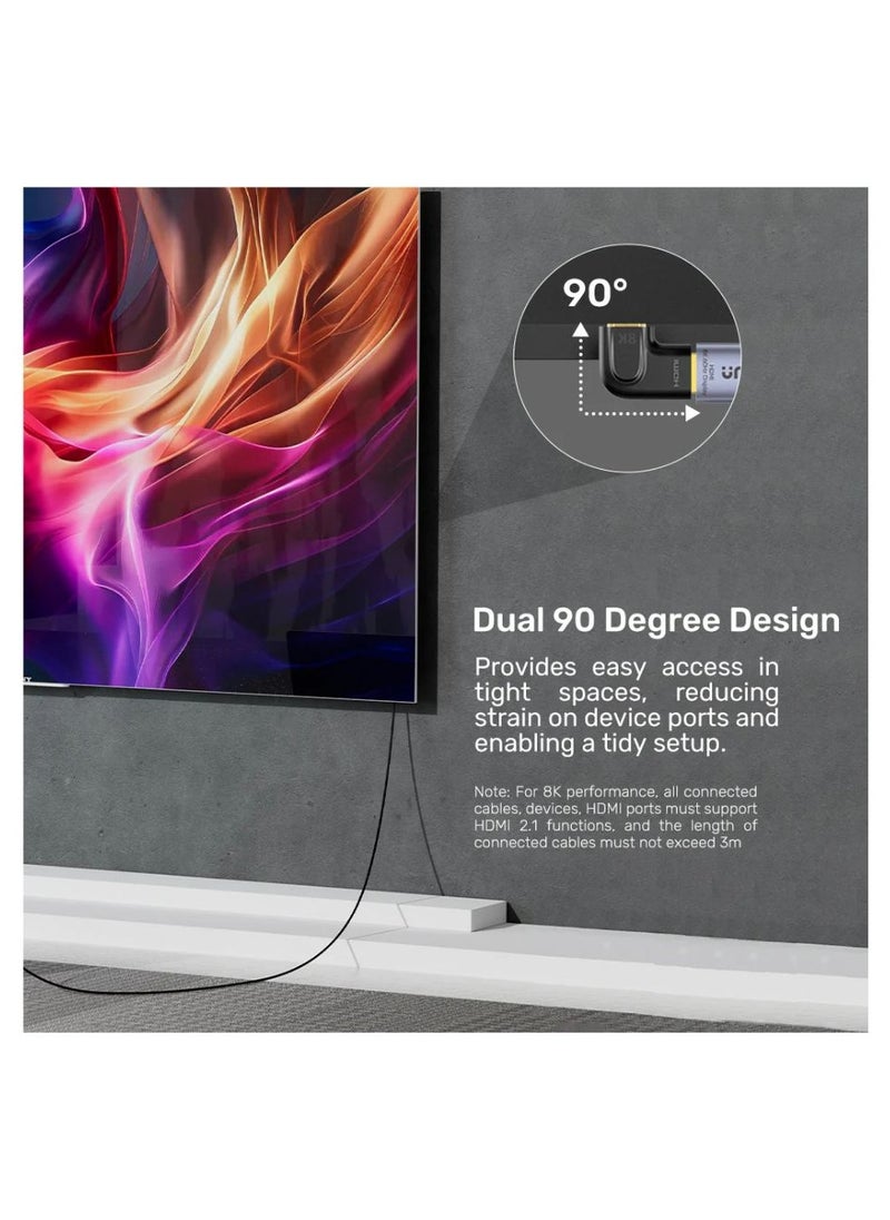 UNITEK UNITEK 8K HDMI High-Speed Vertical Flat Adapter with 90 and 270 Degree Rotatable Angles for Enhanced Cable Management and Optimal Signal Transmission  - Image 4