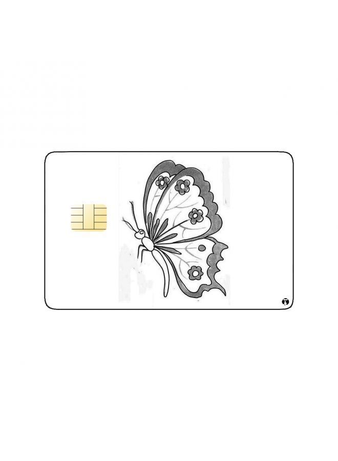 RKN PRINTED BANK CARD STICKER Beautiful Black And White Butterfly Drawing - Image 2