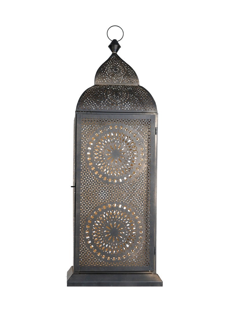 HilalFul Handmade Chakra Large Black Decorative Candle Holder Lantern | For Home Décor in Eid, Ramadan, Wedding | Living Room, Bedroom, Indoor, Outdoor Decoration | Islamic Themed | Moroccan