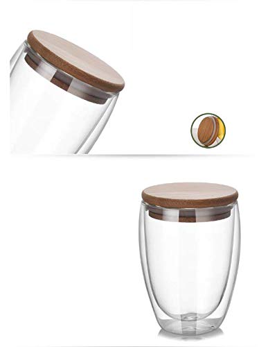 we3 Double Wall Thermal Insulated Mug for Drinking Tea,Coffee,Espresso,Juice,Wine,Latte, Cappuccino Stackable Glass Cup with Bamboo Lid 350 ML Each. (Pack of 1) - Image 2