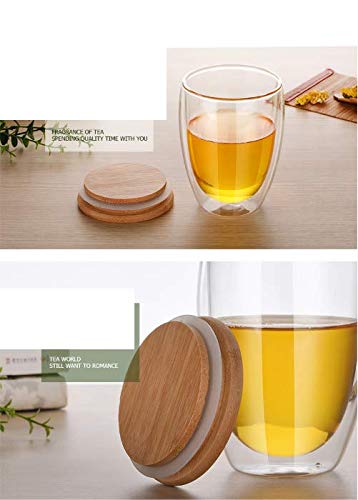 we3 Double Wall Thermal Insulated Mug for Drinking Tea,Coffee,Espresso,Juice,Wine,Latte, Cappuccino Stackable Glass Cup with Bamboo Lid 350 ML Each. (Pack of 1) - Image 4