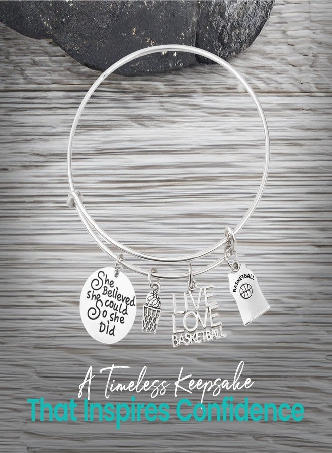 Infinity Collection - Basketball Bracelet, Charm Bracelet Jewelry, Gift for Female Players, "She Did" Inspirational Basketball Jewelry for Women - Image 3