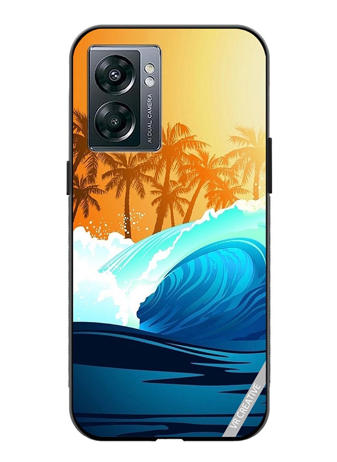 VR CREATIVE Protective Case Cover For Oppo A57 5G Tropical Surfing Wave At Sunrise With Palm Tree Design Multicolour  - Image 1