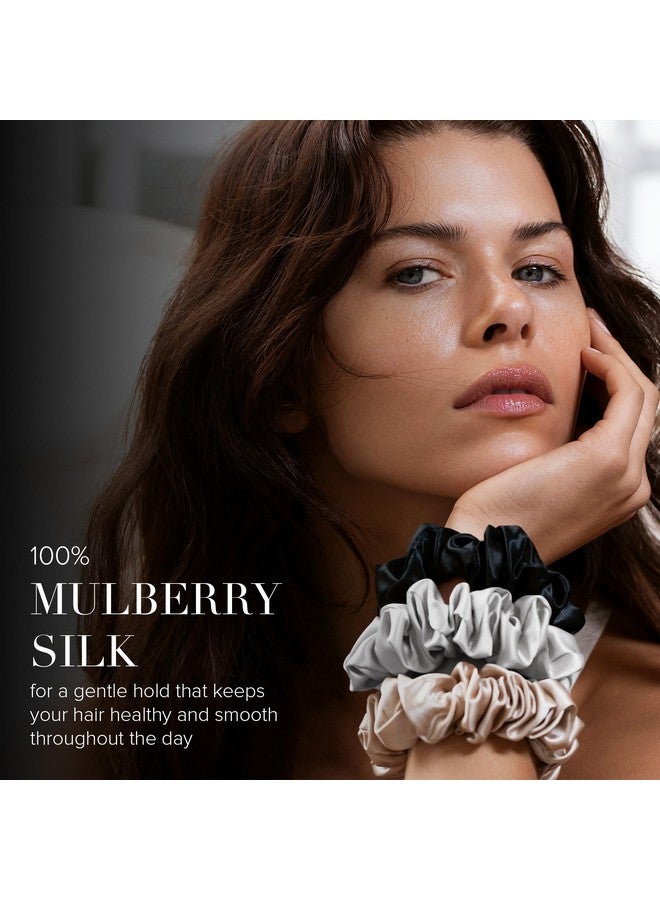 slip Back to Basics Dark Brown Midi & Large Scrunchie Set | Includes 2 Midi & 1 Large Pure Silk Scrunchies | 100% Mulberry Silk, Anti-Crease, Gentle on Hair, Reduces Breakage | Elegant & Durable - Image 4