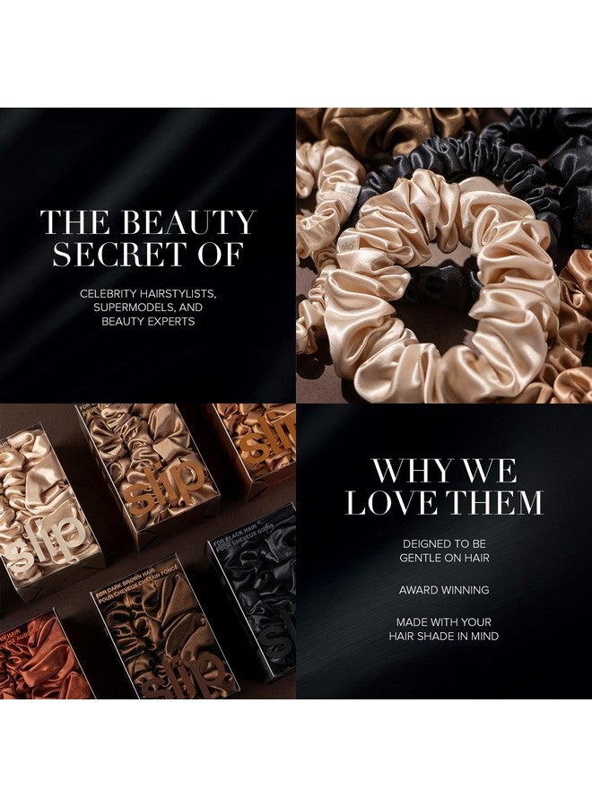 slip Back to Basics Dark Brown Midi & Large Scrunchie Set | Includes 2 Midi & 1 Large Pure Silk Scrunchies | 100% Mulberry Silk, Anti-Crease, Gentle on Hair, Reduces Breakage | Elegant & Durable - Image 3