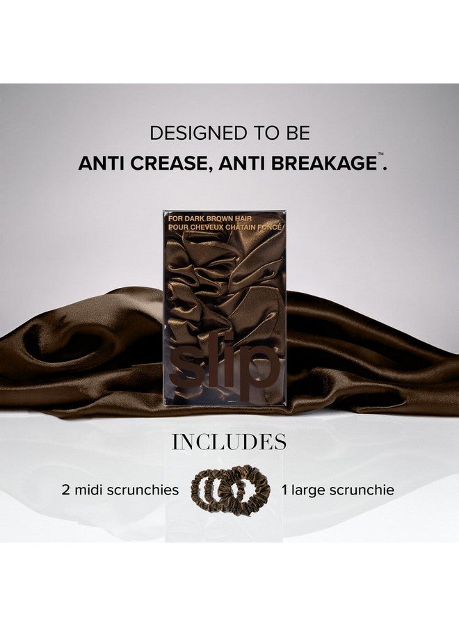 slip Back to Basics Dark Brown Midi & Large Scrunchie Set | Includes 2 Midi & 1 Large Pure Silk Scrunchies | 100% Mulberry Silk, Anti-Crease, Gentle on Hair, Reduces Breakage | Elegant & Durable - Image 5