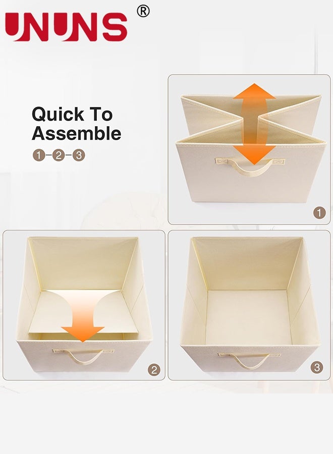 UNUNS 6 Pack Fabric Storage Cubes,Heavy Duty Grey Storage Bins,11 Inch Cube Storage Bin For Cube Organizer,Use As A Clothes Storage Box In Closet,Baskets For Shelves Or Cubbies Storage Bins,28x28x28cm,Beige - Image 4