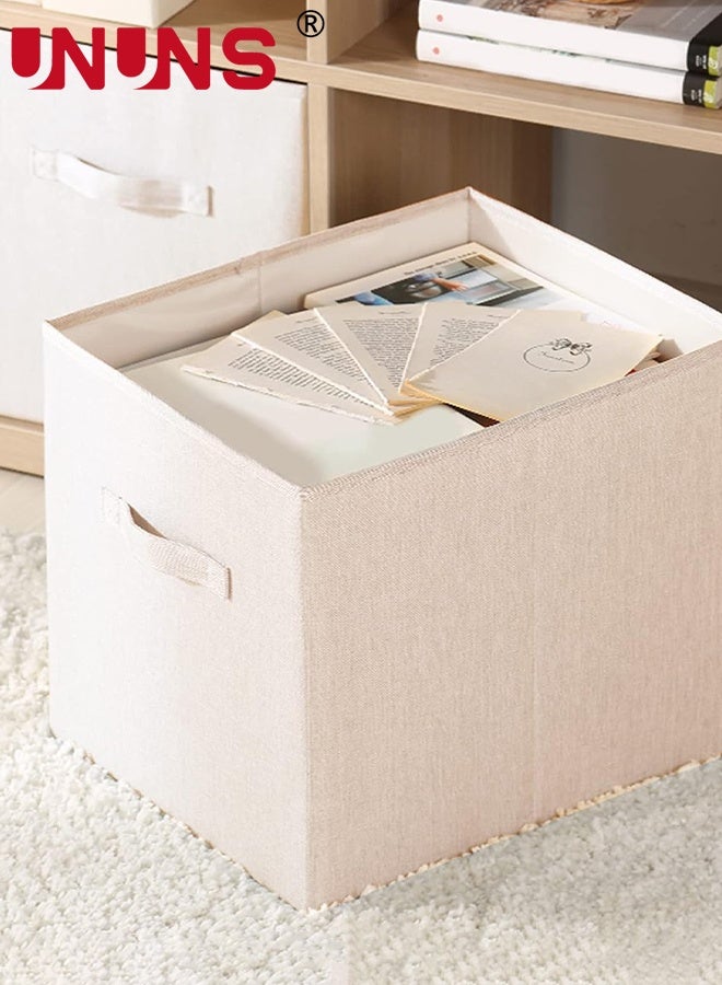 UNUNS 6 Pack Fabric Storage Cubes,Heavy Duty Grey Storage Bins,11 Inch Cube Storage Bin For Cube Organizer,Use As A Clothes Storage Box In Closet,Baskets For Shelves Or Cubbies Storage Bins,28x28x28cm,Beige - Image 2