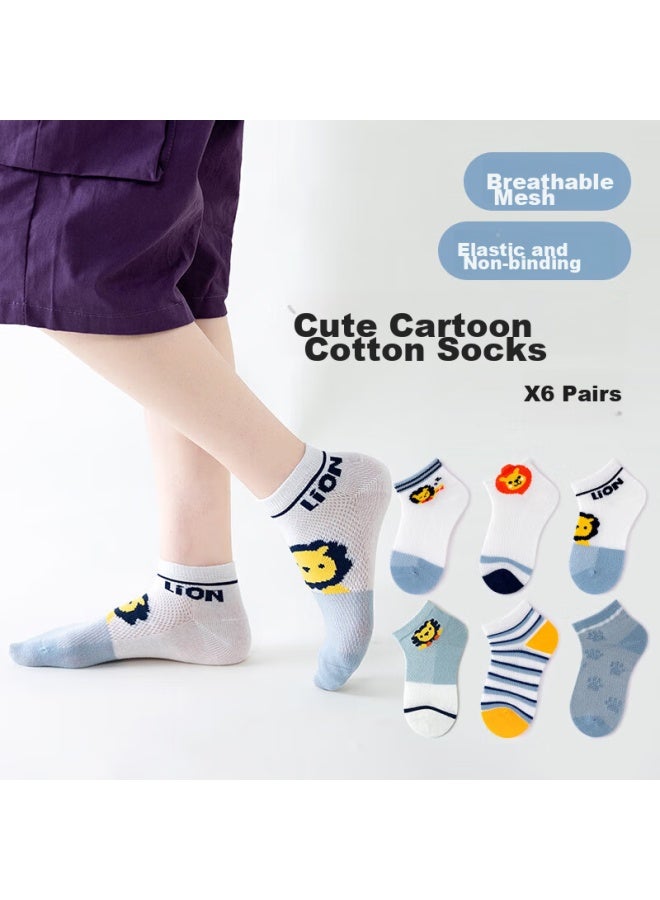 Snow Kapok Bingxue Mumian Children's Socks, Boys' Summer Thin Mesh Short Cotton Socks, Big Kids Girls' Seamless Cartoon Casual Boat Socks - Image 2