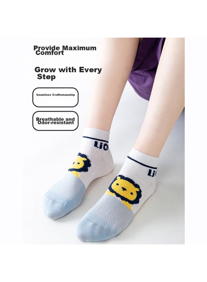 Snow Kapok Bingxue Mumian Children's Socks, Boys' Summer Thin Mesh Short Cotton Socks, Big Kids Girls' Seamless Cartoon Casual Boat Socks - Image 5