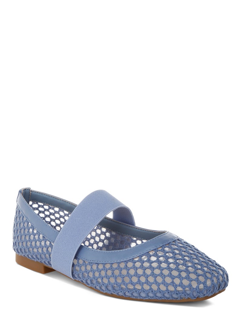 لندن راج حذاء باليرينا بحزام يصل إلى منتصف القدم باللون الأزرق - Image 2