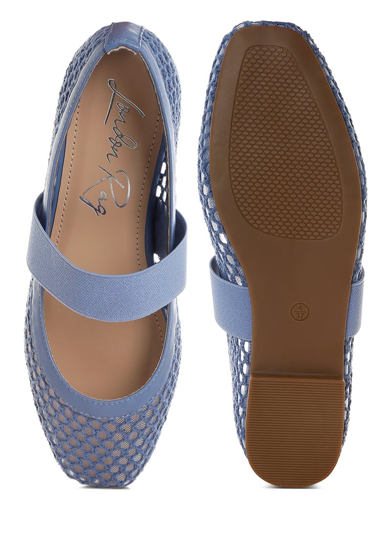 لندن راج حذاء باليرينا بحزام يصل إلى منتصف القدم باللون الأزرق - Image 4