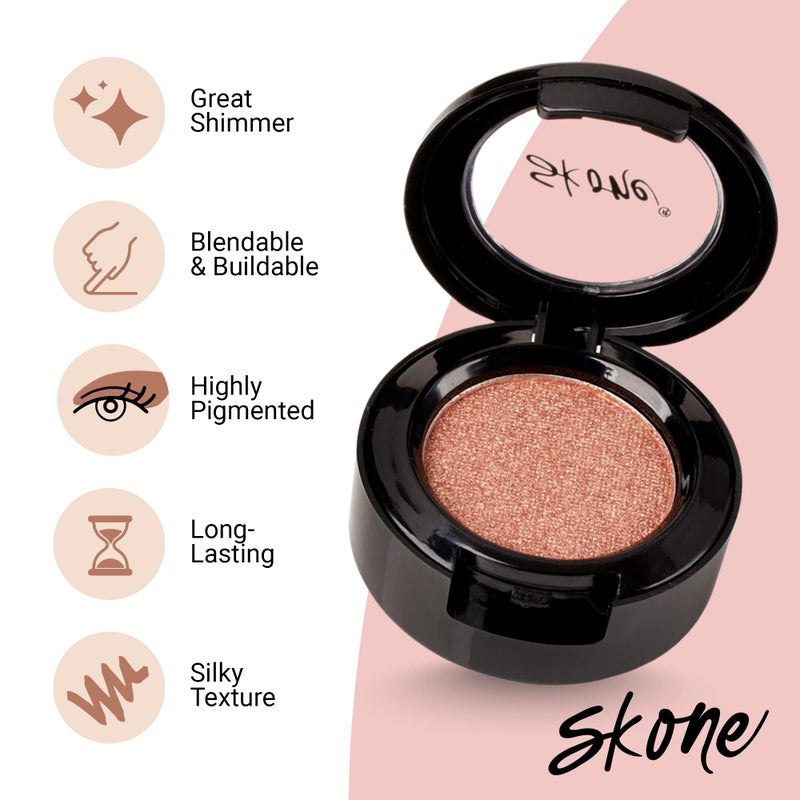 Skone Cosmetics Gems Eye Shadow, Highly Pigmented, Longwear Eye Makeup, Single Eyeshadow with Pro Shimmery Finish - Ultra-Blendable, Slightly Shimmer Shades - Gold Eyeshadow - Champagne - Image 2