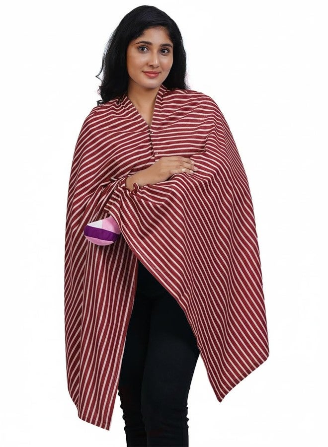 Kowsi Soft Mother's Nursing & Feeding Shawl Feeding Cloak (Stripes) (Maroon) - Image 1