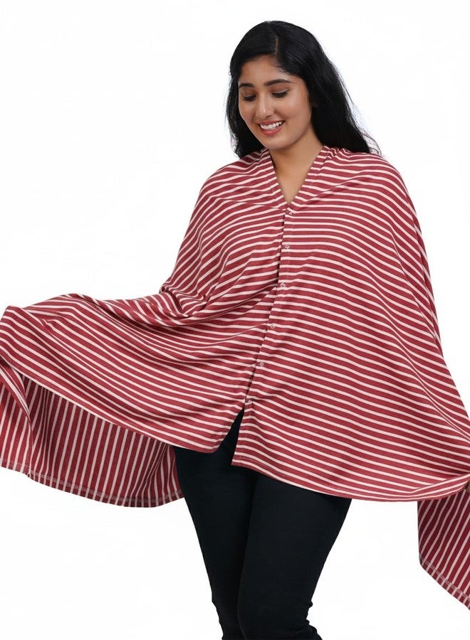 Kowsi Soft Mother's Nursing & Feeding Shawl Feeding Cloak (Stripes) (Maroon) - Image 5