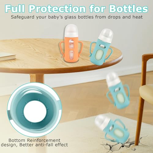 joyfeed Silicone Sleeves for Pigeon Baby Bottles 8.1 oz,Anti Breakage Glass Baby Bottle Holder with Handles 2 Pack - Image 2