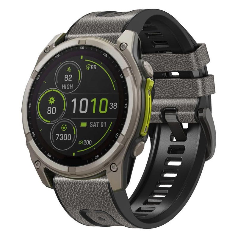 إيروريكس سوار ساعة Garmin 26 مم من الجلد والسيليكون سريع الفك (رمادي مرصع بالنجوم) - Image 1