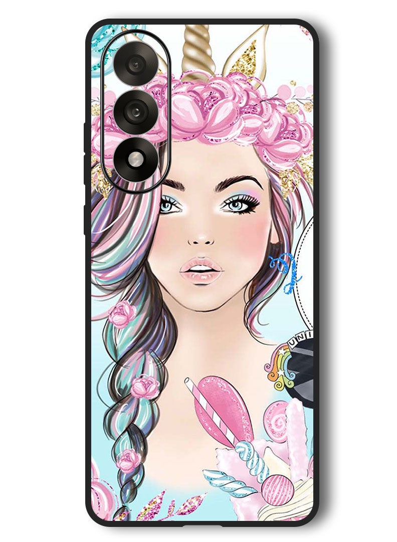 Theodor Case Compatible with OnePlus Nord 5 6.83 Inch Protection Shockproof Bumper Cover Unicorn Girl - Image 1