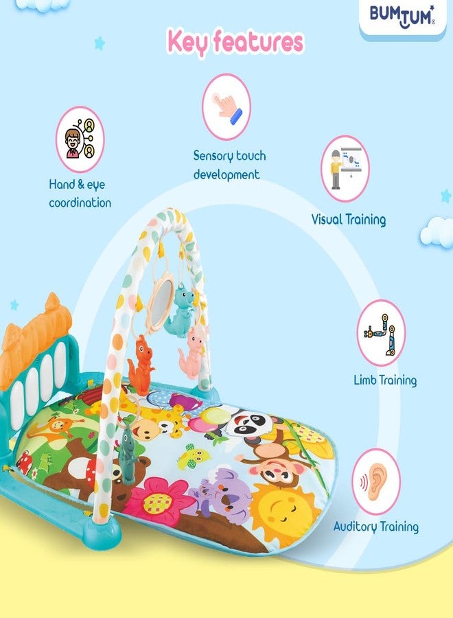 BUMTUM Baby Play Mat | Baby Piano Play Mat Gym & Fitness Rack with Hanging Rattles Keyboard Set with Music Mode (Pack of 1, Multicolour) - Image 3