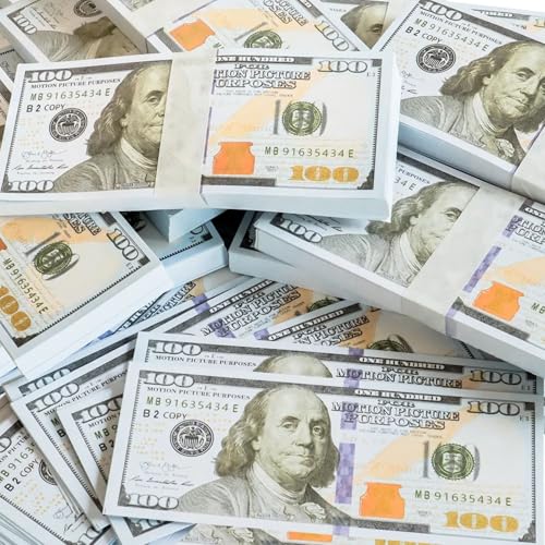 Mallexo مالليكسو دولار موني برانك تويز للأطفال 100 قطعة كوبونات دمية عملة الدولار المزيفة للأولاد | البنات تعلم وتربية أطفال ألعاب المال متعددة الألوان ناكلي بيس أو لعب نقود مزيفة هدية عيد ميلاد - Image 4