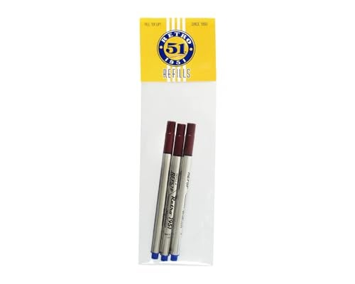 Retro 51 Tornado Rollerball Refill Blue - Smooth Writing, Capless Refill 3-Pack, Vibrant Blue Ink, Fits Tornado Pens - Image 5