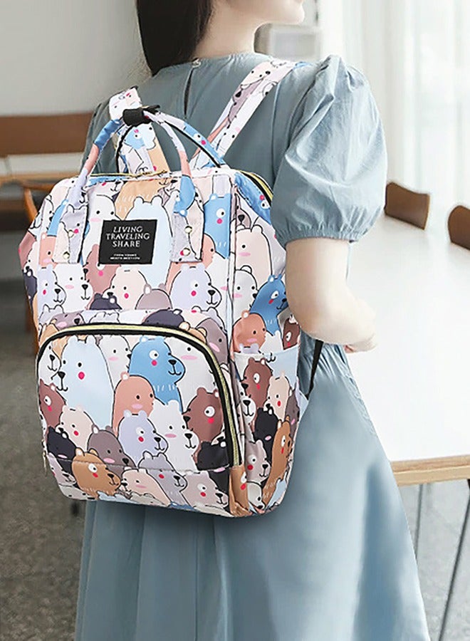 general Backpack Multifunctional Large Capacity Mommy Bag Nylon Mother and Baby Backpack Travel Backpack (Bear)  - Image 1