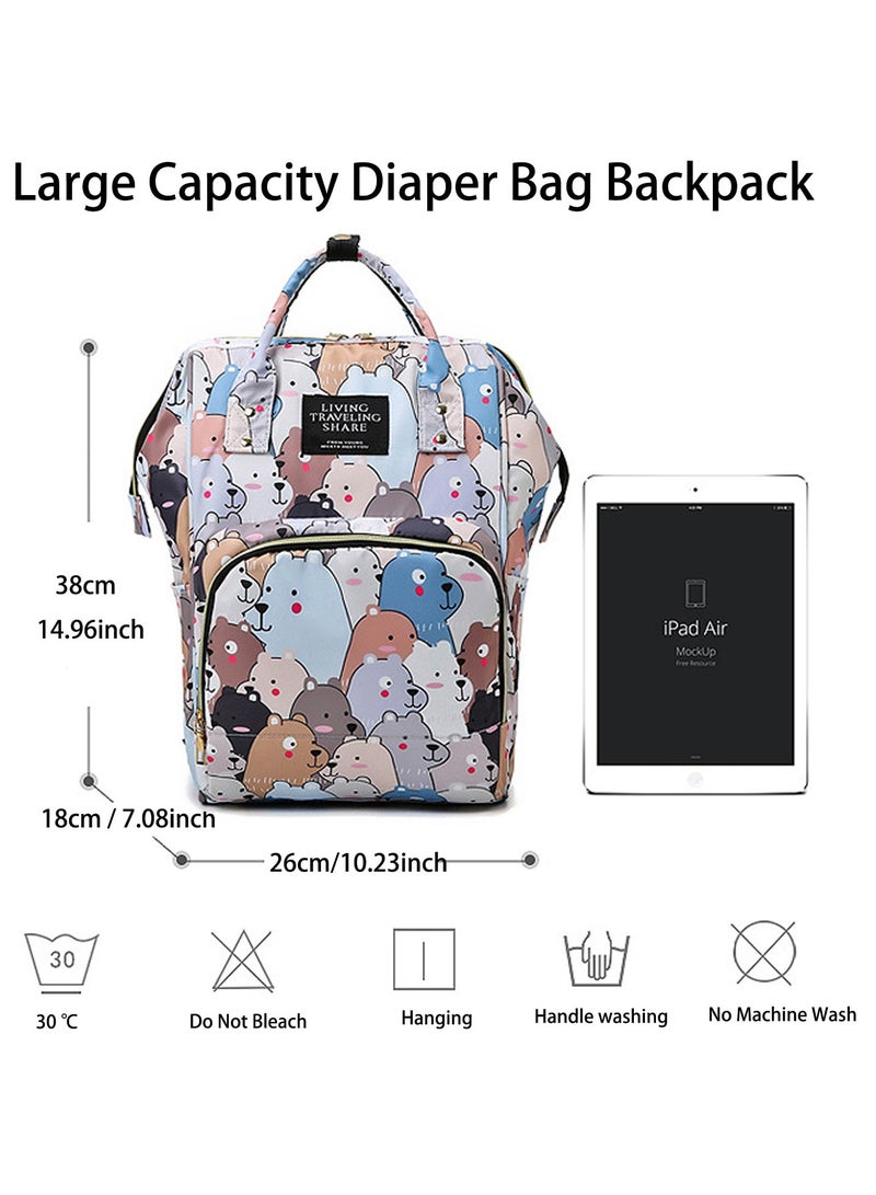 general Backpack Multifunctional Large Capacity Mommy Bag Nylon Mother and Baby Backpack Travel Backpack (Bear)  - Image 2