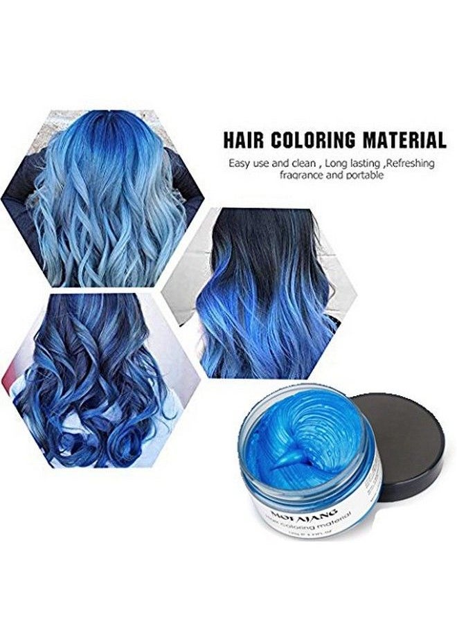 BeeShine - Hair Coloring Wax Blue Disposable Instant Matte Hairstyle Mud Cream Hair Pomades For Kids Men Women To Cosplay Nightclub Masquerade Transformation … - Image 1
