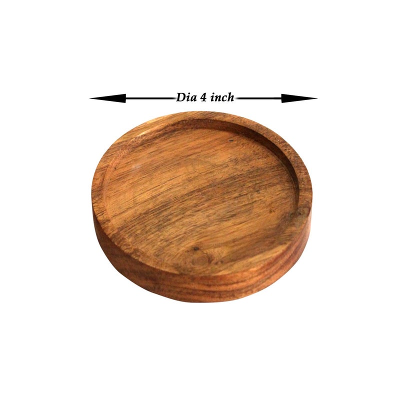 Kaizen Casa Wooden Coasters for Drinks - Natural Acacia Wood Drink Coaster Set for Drinking Glasses  Tabletop Protection for Any Table Type  Set of 4 - Image 5