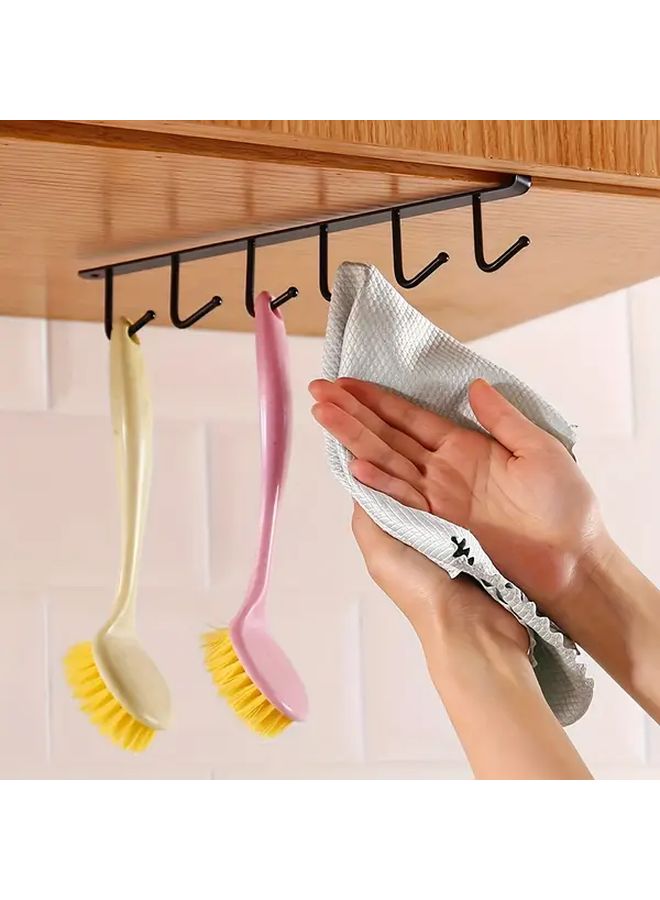 Black No Drill Iron Art Door Hook Rack Multi Purpose Storage Shelf for Kitchen Cabinet Dorm Bedroom - Image 3