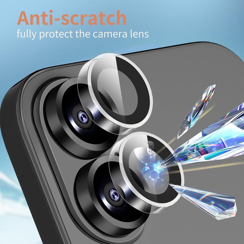 KEKBOXQ 2X2 Pack Camera Lens Protector for iPhone 17,iPhone 16 Plus/ 16 Tempered Glass Lens Screen Protector Camera Cover Metal Individual Ring for iPhone 16 Plus/16/17 5g 2025,Clear - Image 3