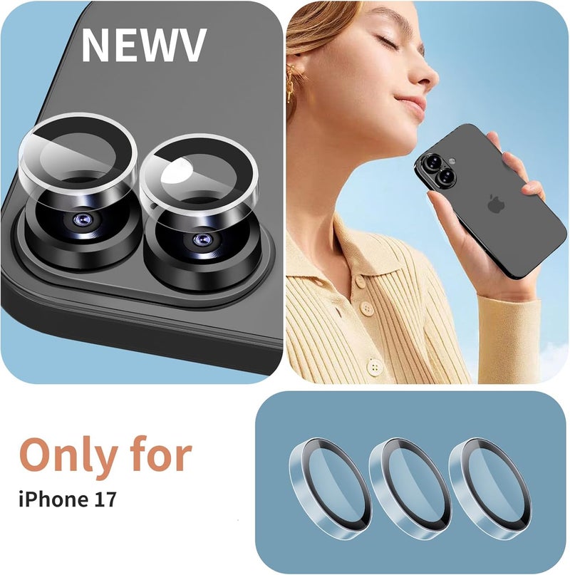 KEKBOXQ 2X2 Pack Camera Lens Protector for iPhone 17,iPhone 16 Plus/ 16 Tempered Glass Lens Screen Protector Camera Cover Metal Individual Ring for iPhone 16 Plus/16/17 5g 2025,Clear - Image 5