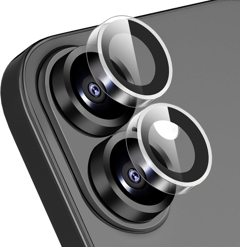 KEKBOXQ 2X2 Pack Camera Lens Protector for iPhone 17,iPhone 16 Plus/ 16 Tempered Glass Lens Screen Protector Camera Cover Metal Individual Ring for iPhone 16 Plus/16/17 5g 2025,Clear - Image 1