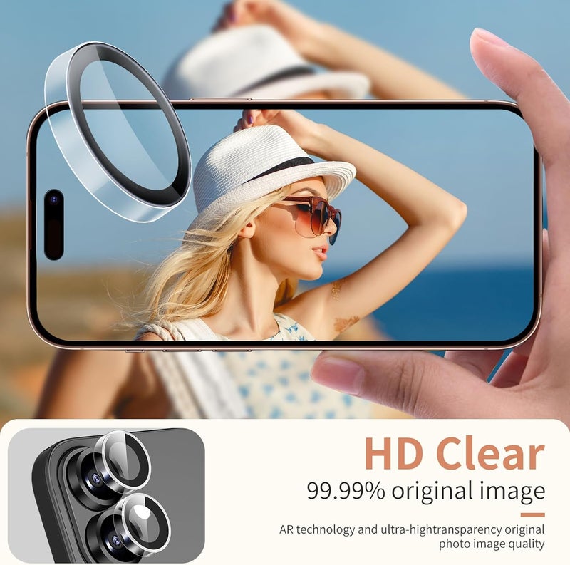 KEKBOXQ 2X2 Pack Camera Lens Protector for iPhone 17,iPhone 16 Plus/ 16 Tempered Glass Lens Screen Protector Camera Cover Metal Individual Ring for iPhone 16 Plus/16/17 5g 2025,Clear - Image 2