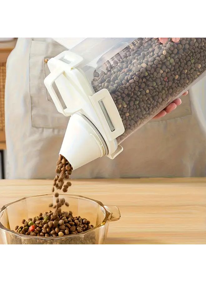 1 حاوية تخزين طعام الحيوانات الأليجة باللون البيج بسعة 8 لتر مع كوب قياس، سعة كبيرة مقاومة للرطوبة - Image 5