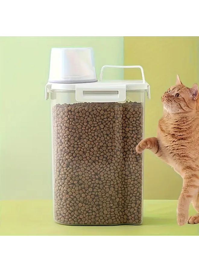 1 حاوية تخزين طعام الحيوانات الأليجة باللون البيج بسعة 8 لتر مع كوب قياس، سعة كبيرة مقاومة للرطوبة - Image 2