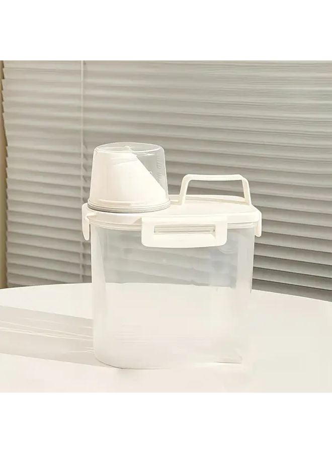 1 حاوية تخزين طعام الحيوانات الأليجة باللون البيج بسعة 8 لتر مع كوب قياس، سعة كبيرة مقاومة للرطوبة - Image 1