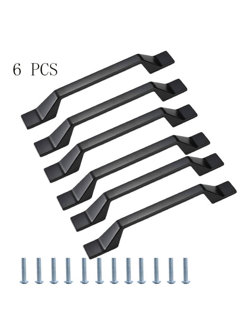 مقابض خزائن من 6 قطع، مناسبة لأبواب الخزائن، والأدراج، والمكاتب، وطاولات الزينة، وغيرها من أدوات تزيين الأثاث (أسود) - Image 1