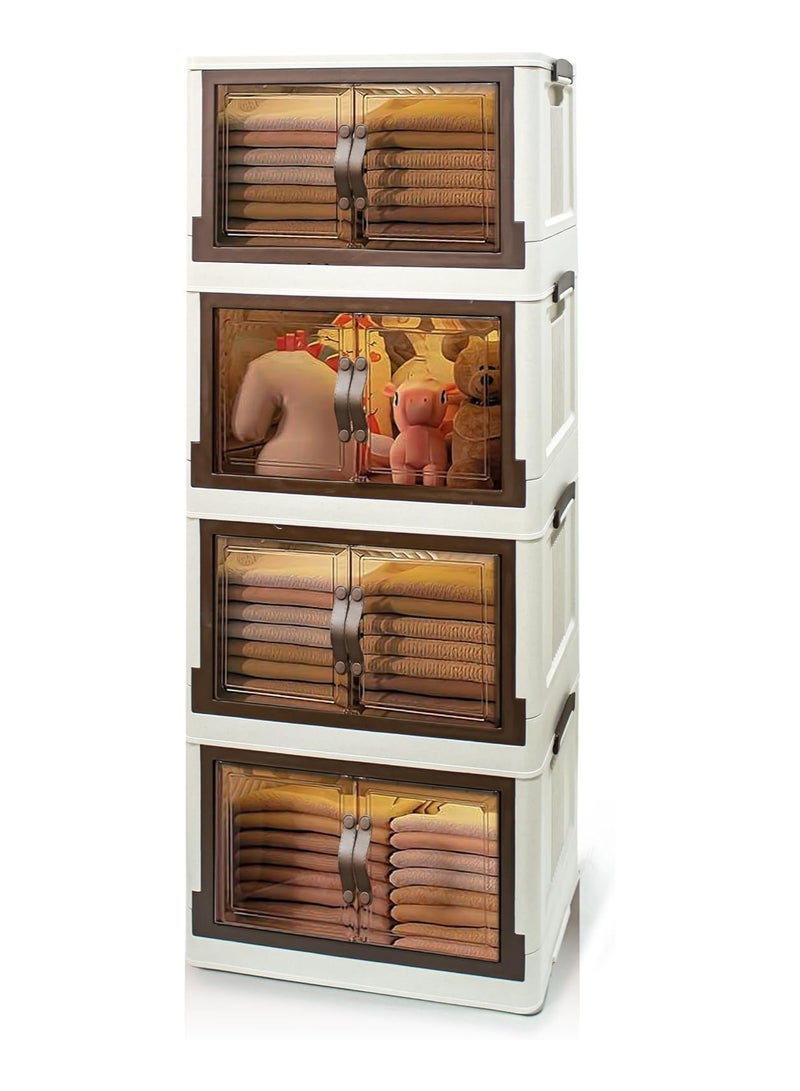 Mini Cupboard MINI ELITE 4-Door – Compact Storage Cabinet for Home & Office – Light Beige & Honey Finish – Durable & Stylish Organizer - Image 1