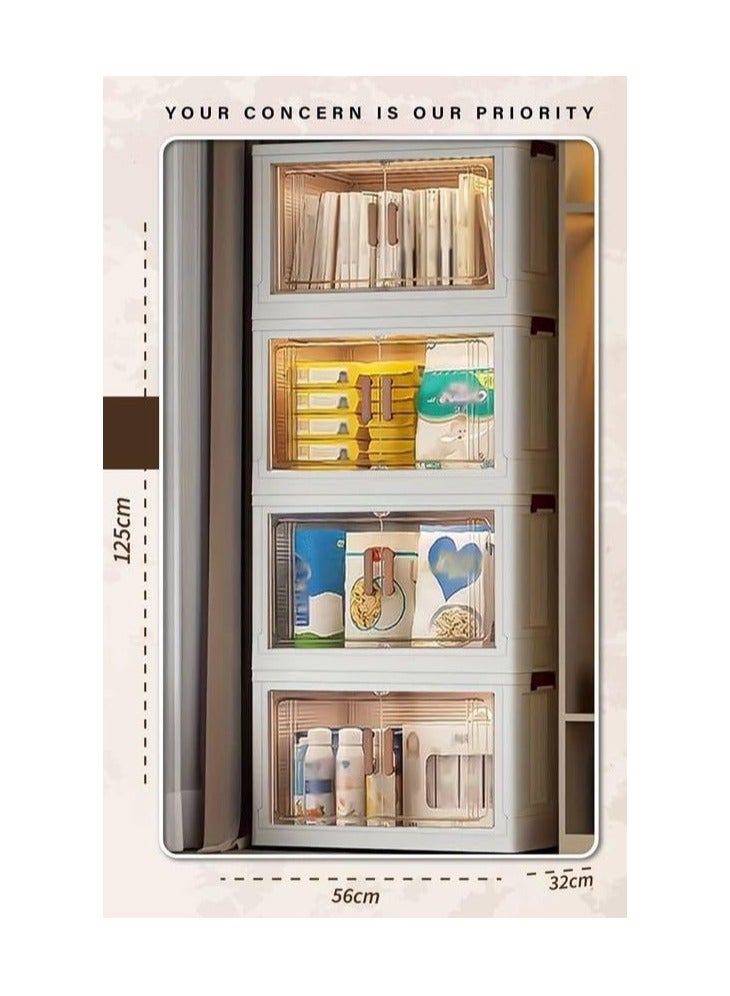 Mini Cupboard MINI ELITE 4-Door – Compact Storage Cabinet for Home & Office – Light Beige & Honey Finish – Durable & Stylish Organizer - Image 2