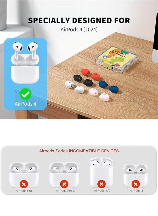 5 أزواج من أغطية أطراف سماعات AirPods 4، أطراف أذن رياضية مانعة للانزلاق والخدش مصنوعة من السيليكون الناعم، ملحقات سماعات AirPods من الجيل الرابع، متوافقة مع سماعات Apple AirPods من الجيل الرابع (مزيج من 5 ألوان) - Image 2