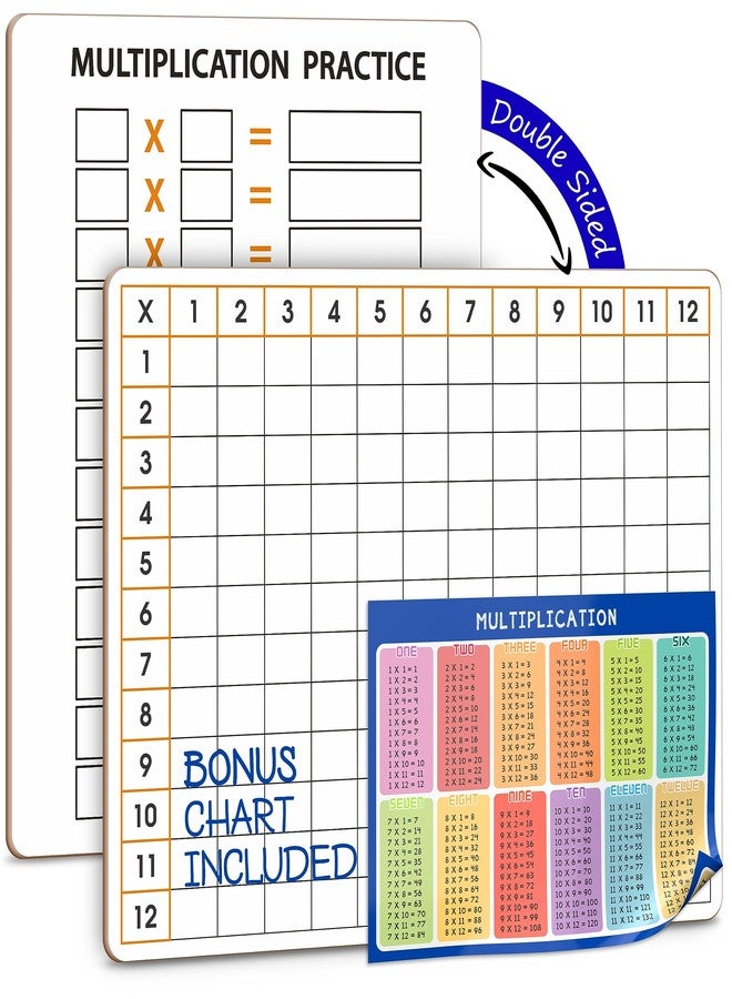 SCRIBBLEDO 11" x 14" Dry Erase Multiplication Chart Whiteboard Multiplication Table Double Sided Times Table Math Manipulatives White Board for Classroom Home Mini Lapboard All Ages - Image 1