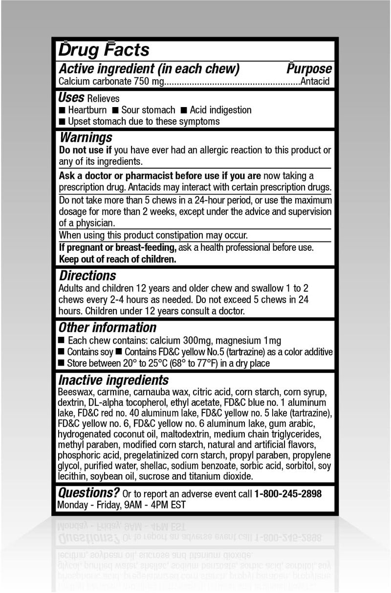 Care Extra Strength Antacid SuperChews Chewable Tablets Assorted Fruit 90 Count Previously SoundHealth Orange Pink Yellow Pack of 2 - Image 4