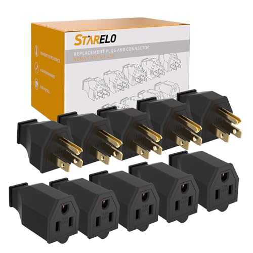 STARELO Extension Cord Ends 125V 15A 2Pole 3Wire Male Plug and Female Connector Straight Blade Plug Replacement Electrical Extension Cord End(Male & Female 5 Set) - Image 5